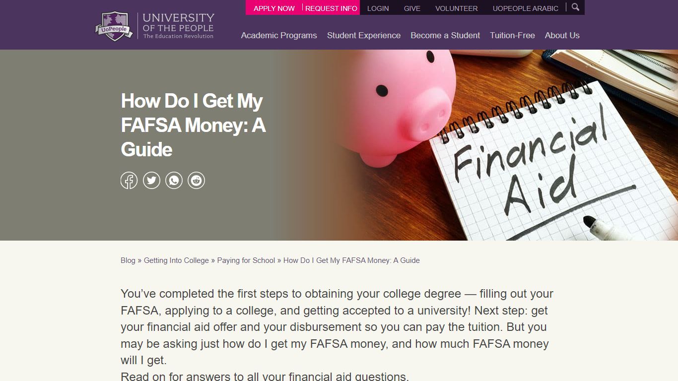 How Do I Get My FAFSA Money? Here's the Answer | UoPeople